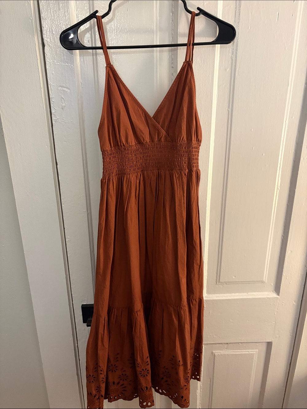 Treasure & Bond Rust Sundress with Eyelet Hem